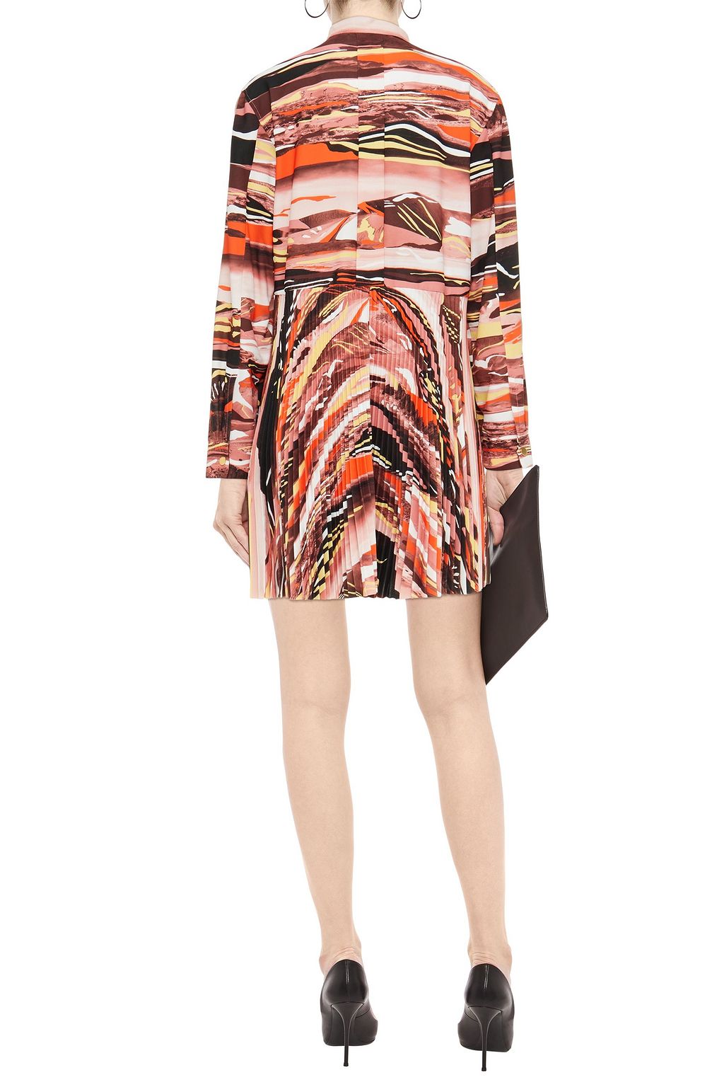 CEDRIC CHARLIER Pleated printed crepe mini dress