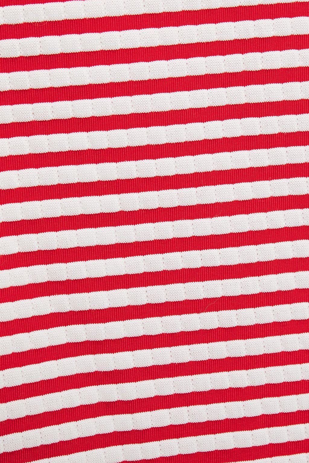 MELISSA ODABASH Catalina lace-up striped stretch-piqué swimsuit