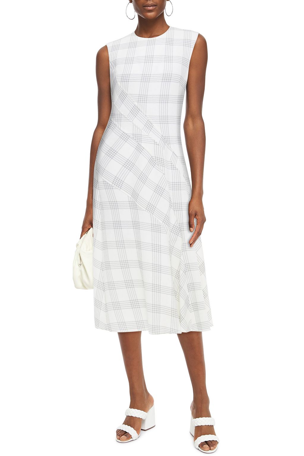 CEDRIC CHARLIER Checked wool-blend midi dress