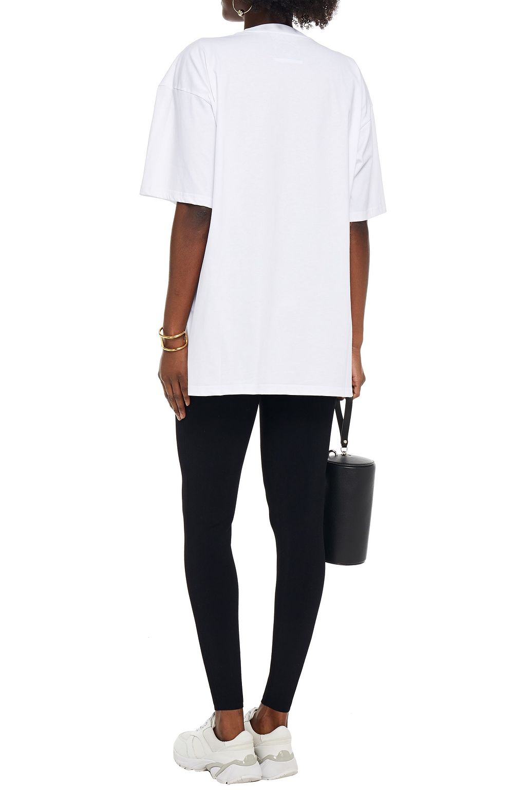 MOSCHINO Oversized distressed printed cotton-jersey T-shirt