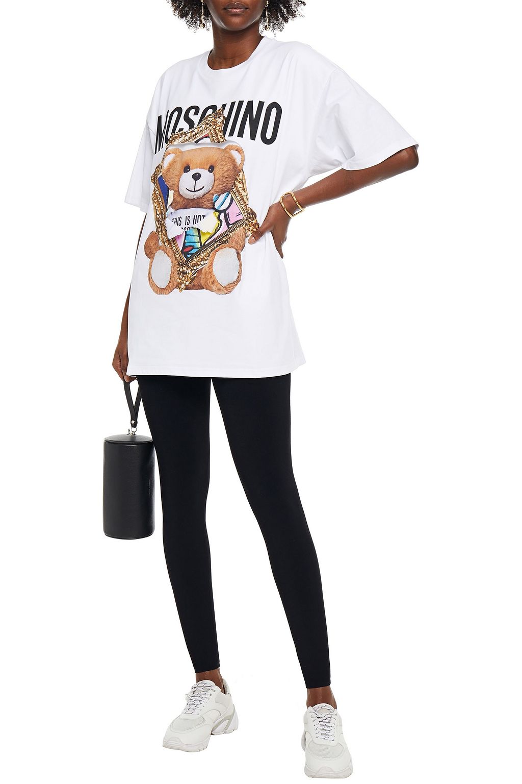 MOSCHINO Oversized distressed printed cotton-jersey T-shirt