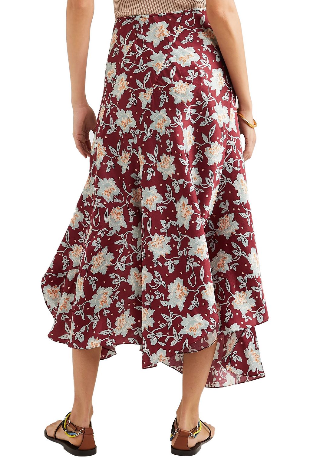 CHLOÉ Asymmetric floral-print silk midi skirt