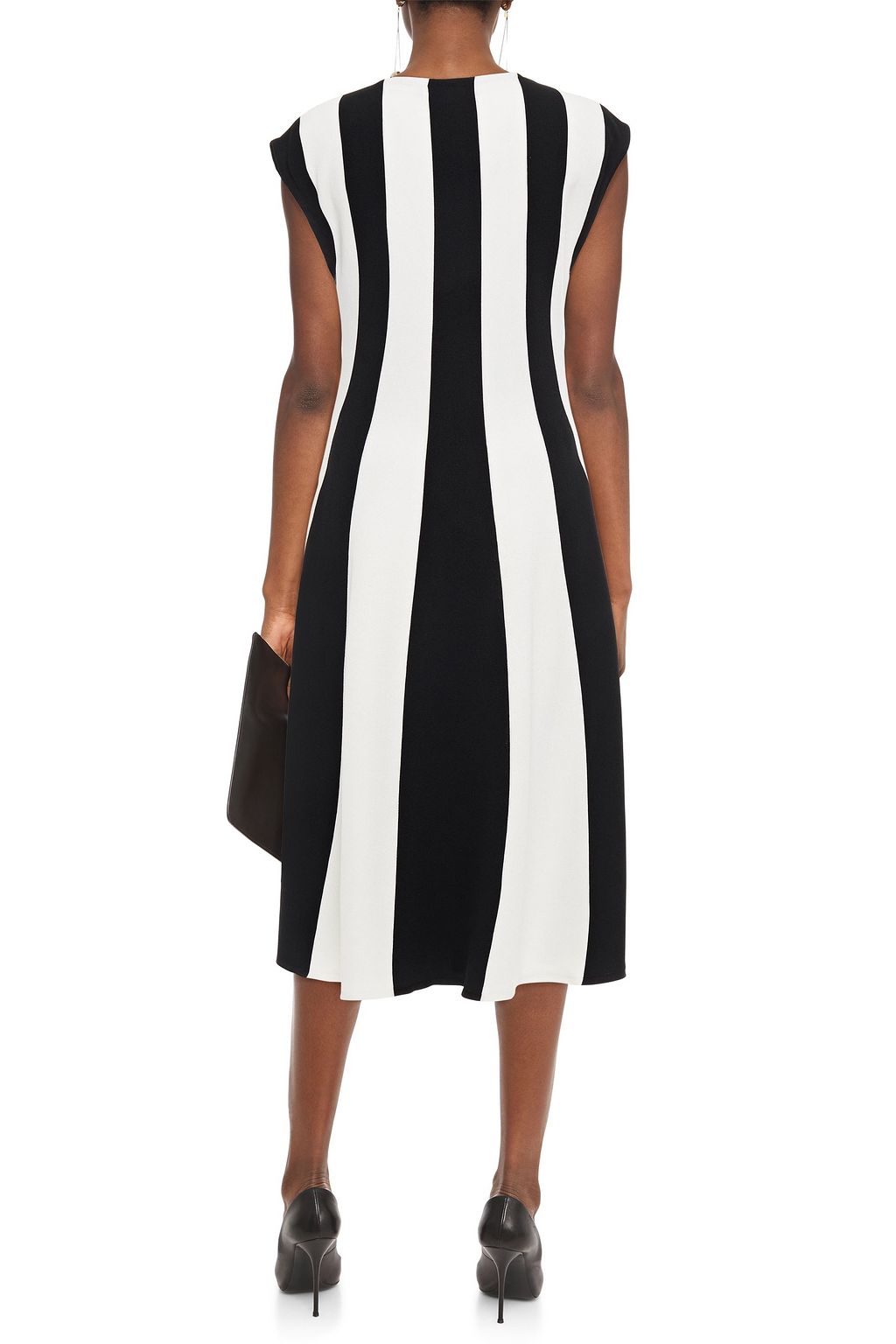 OSCAR DE LA RENTA Striped silk and cotton-blend midi dress