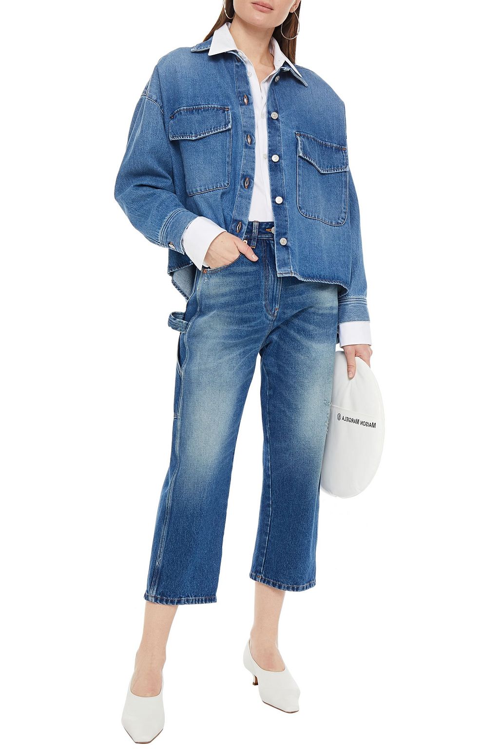 MM6 MAISON MARGIELA Cropped distressed high-rise straight-leg jeans