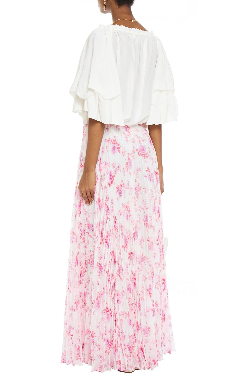 PHILOSOPHY DI LORENZO SERAFINI Pleated floral-print chiffon maxi skirt