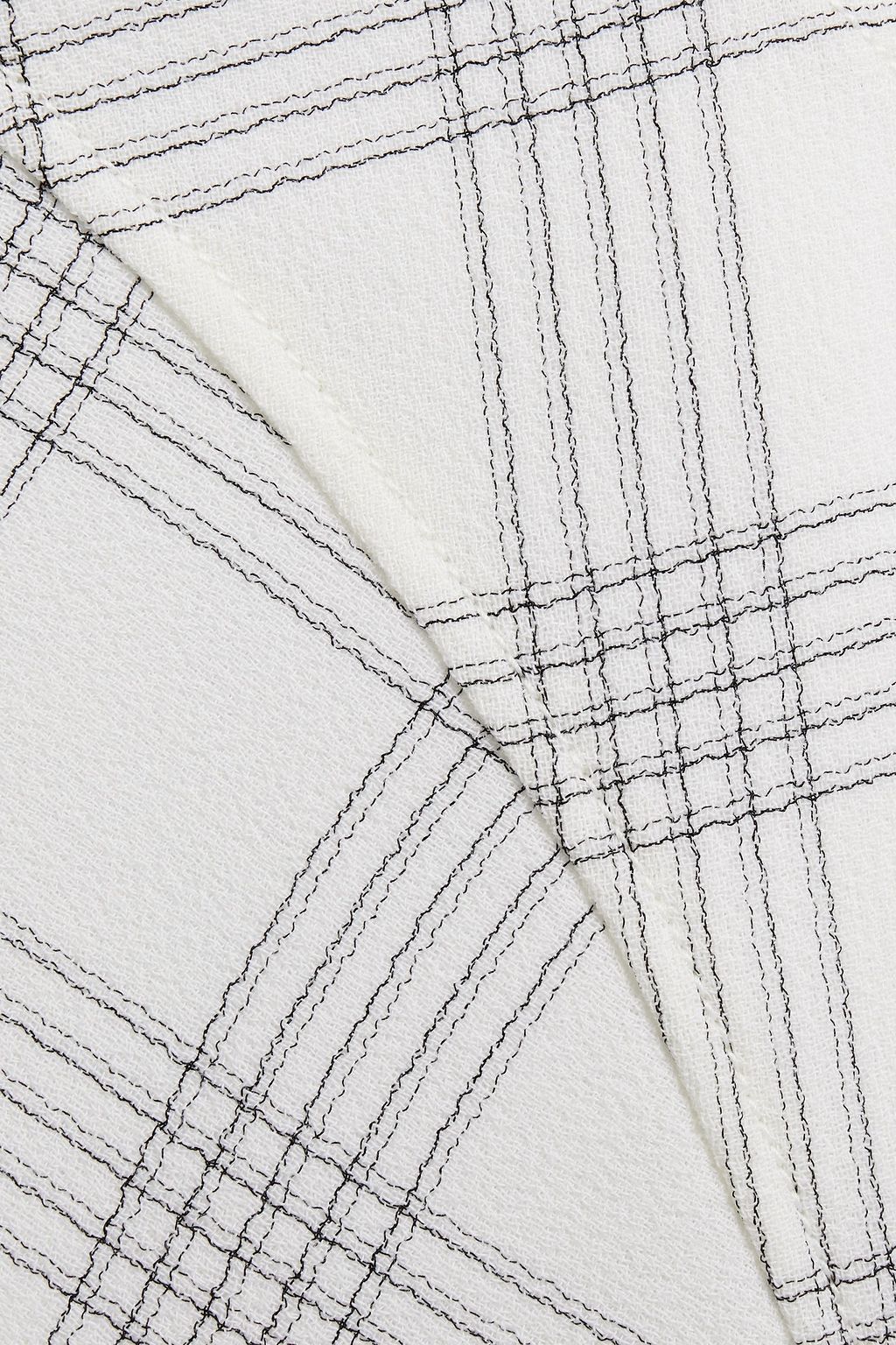 CEDRIC CHARLIER Checked wool-blend crepe skirt