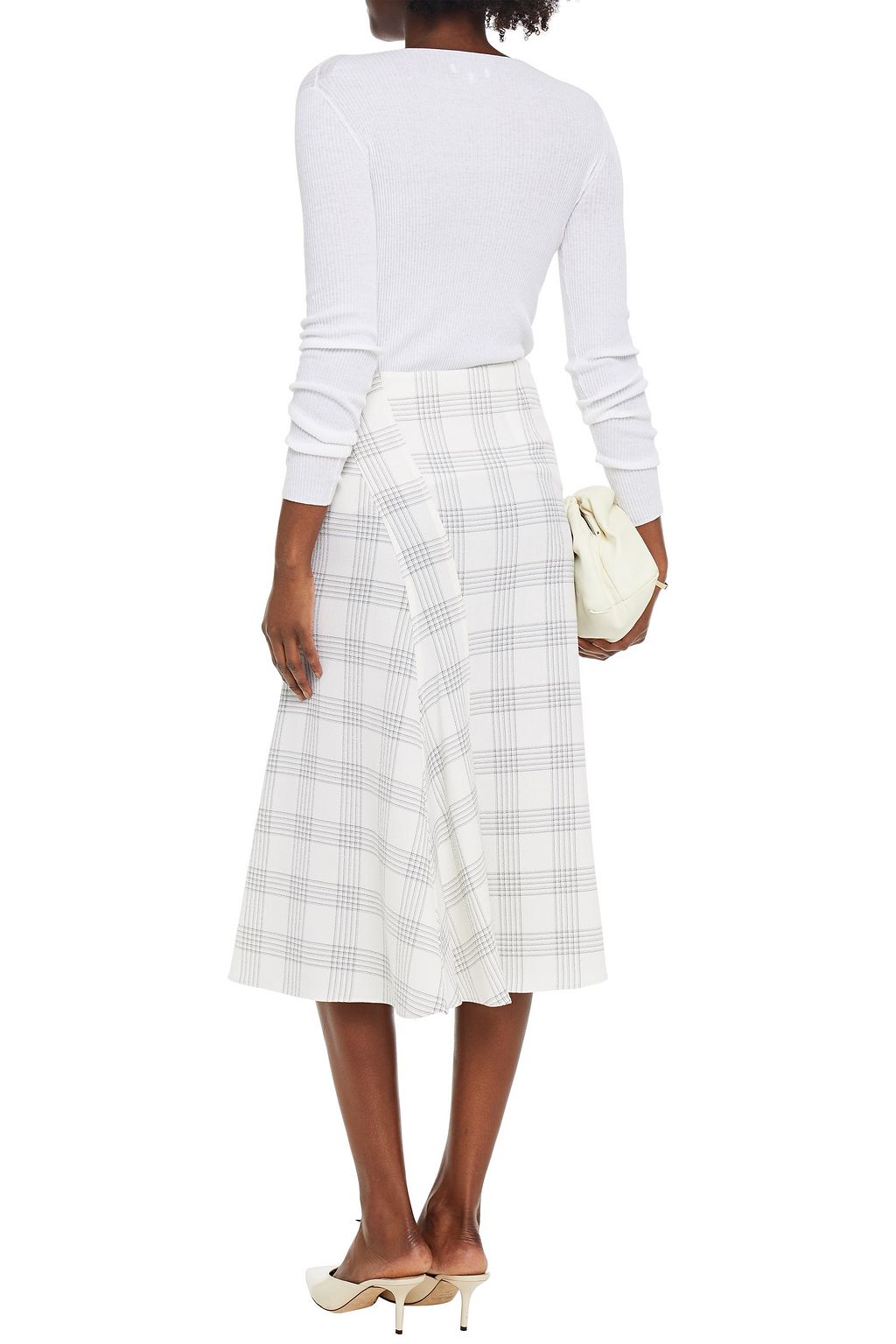 CEDRIC CHARLIER Checked wool-blend crepe skirt