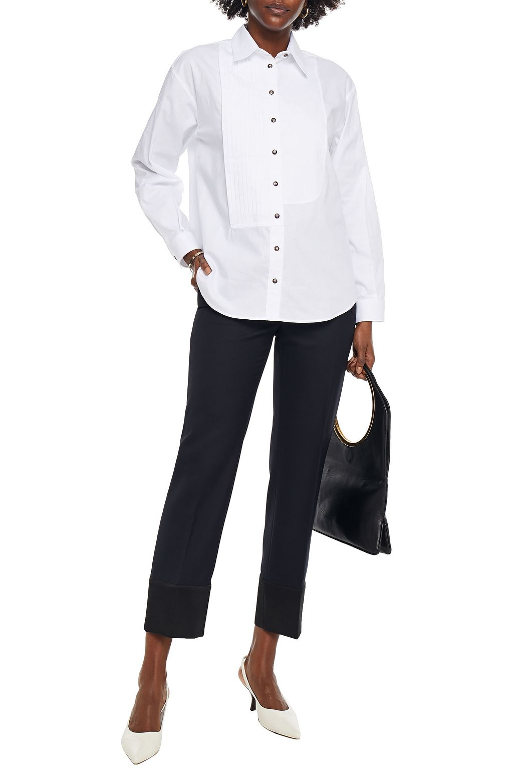 CEDRIC CHARLIER Pleated cotton shirt