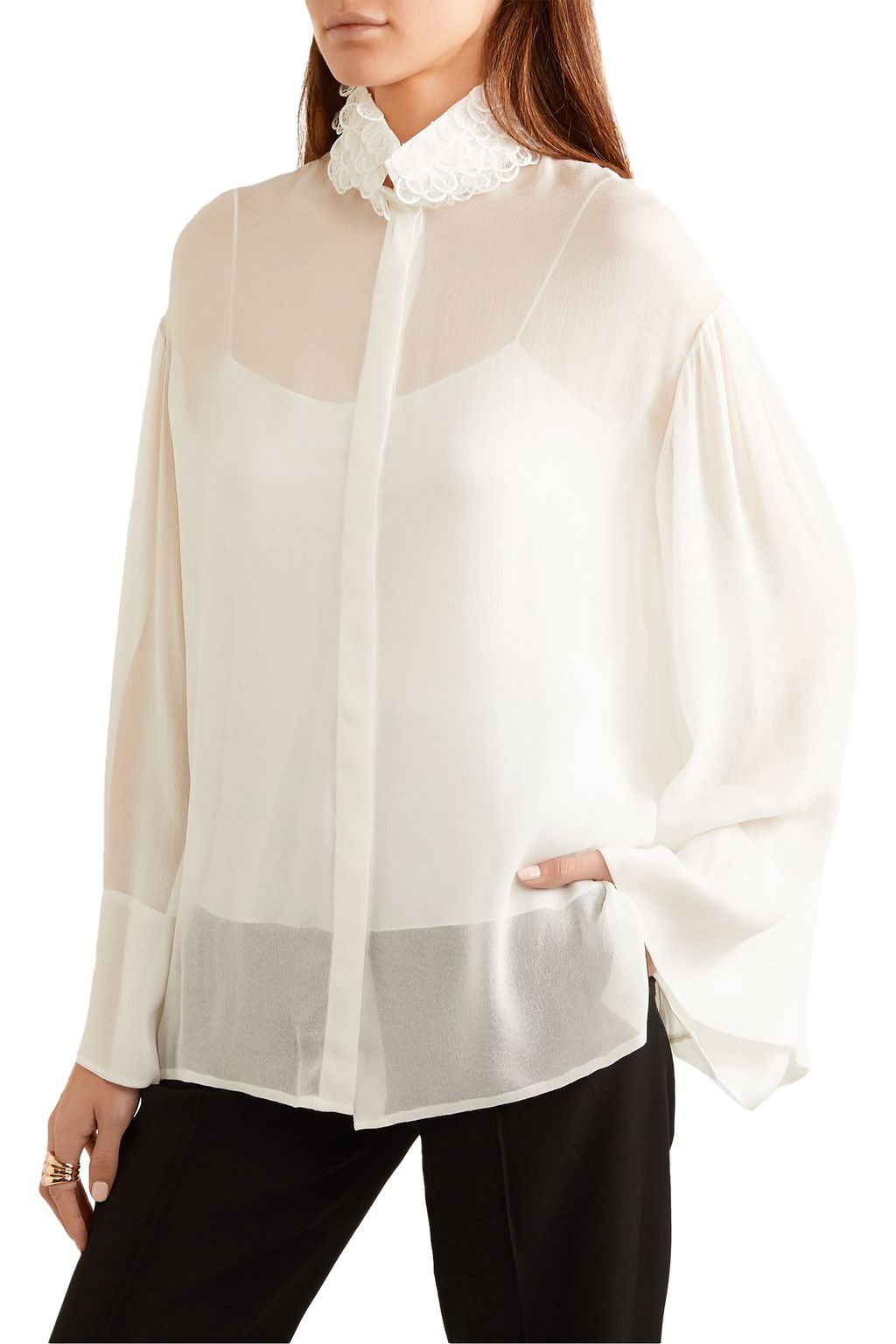 THE ROW Sarabee Bluse aus Chiffon mit Stickereien