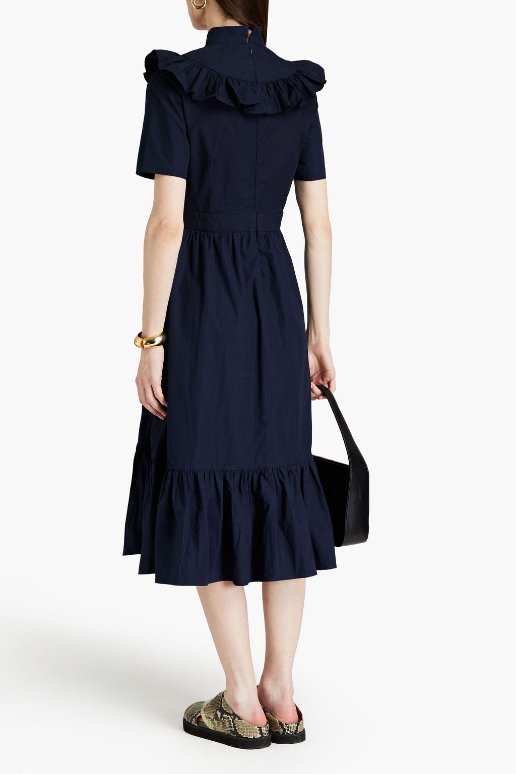 SINDISO KHUMALO Ruffled tiered cotton midi dress