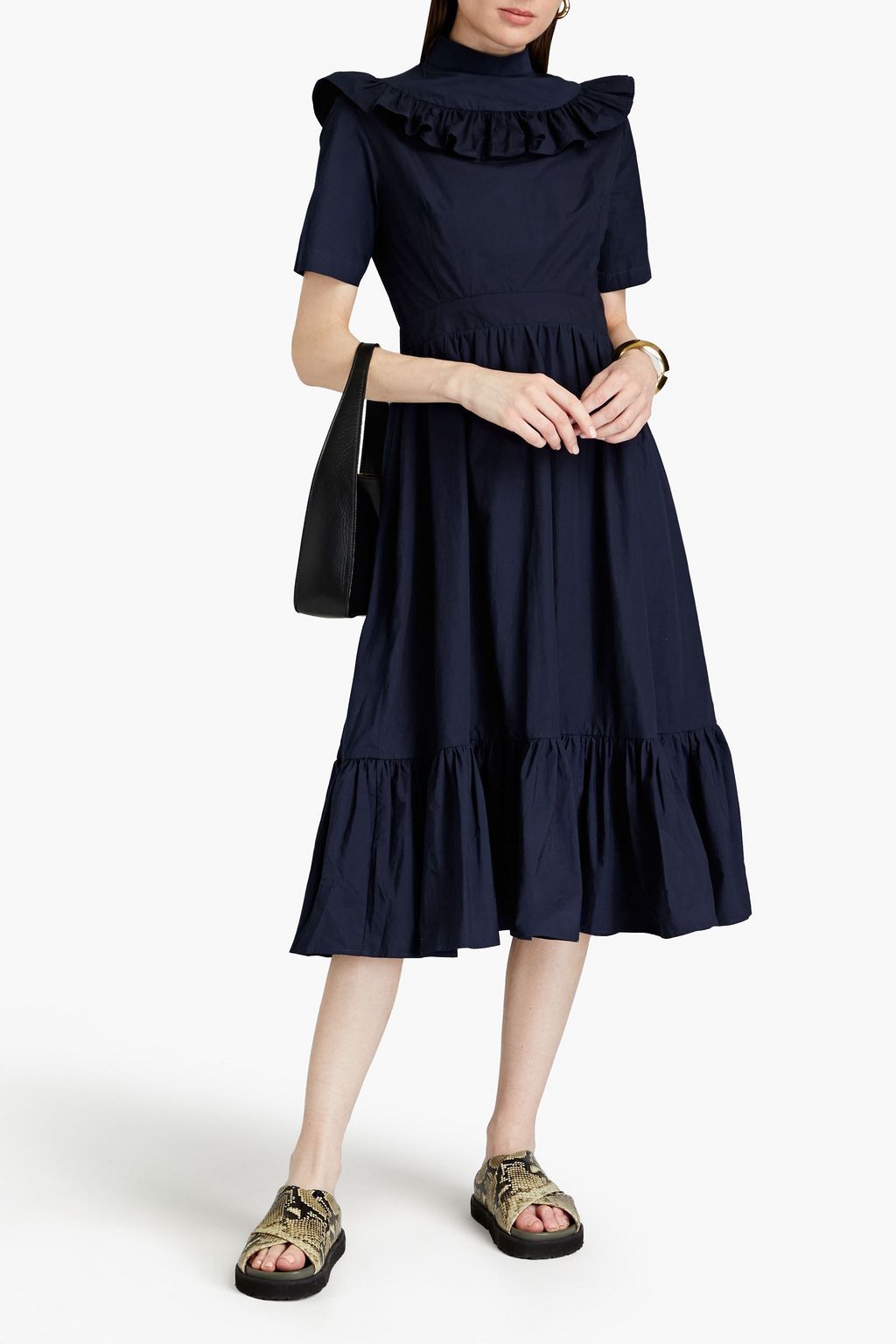SINDISO KHUMALO Ruffled tiered cotton midi dress