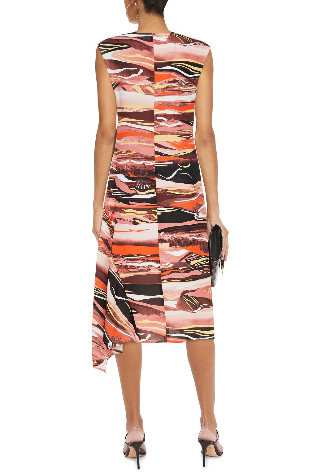 CEDRIC CHARLIER Asymmetric printed crepe midi dress