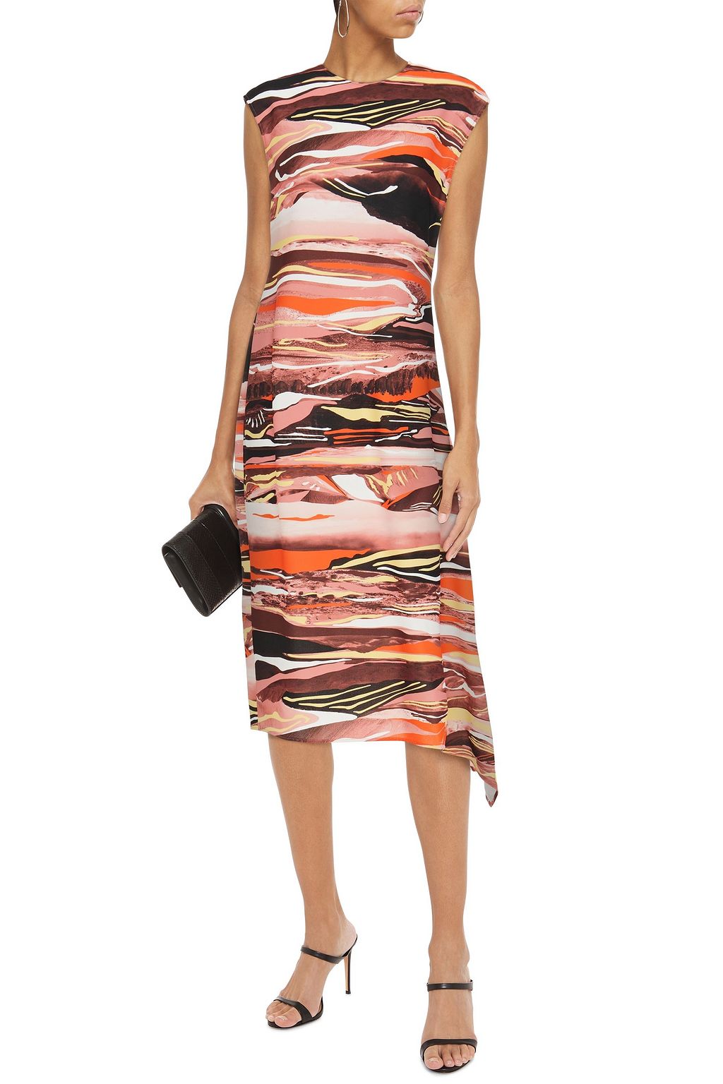 CEDRIC CHARLIER Asymmetric printed crepe midi dress
