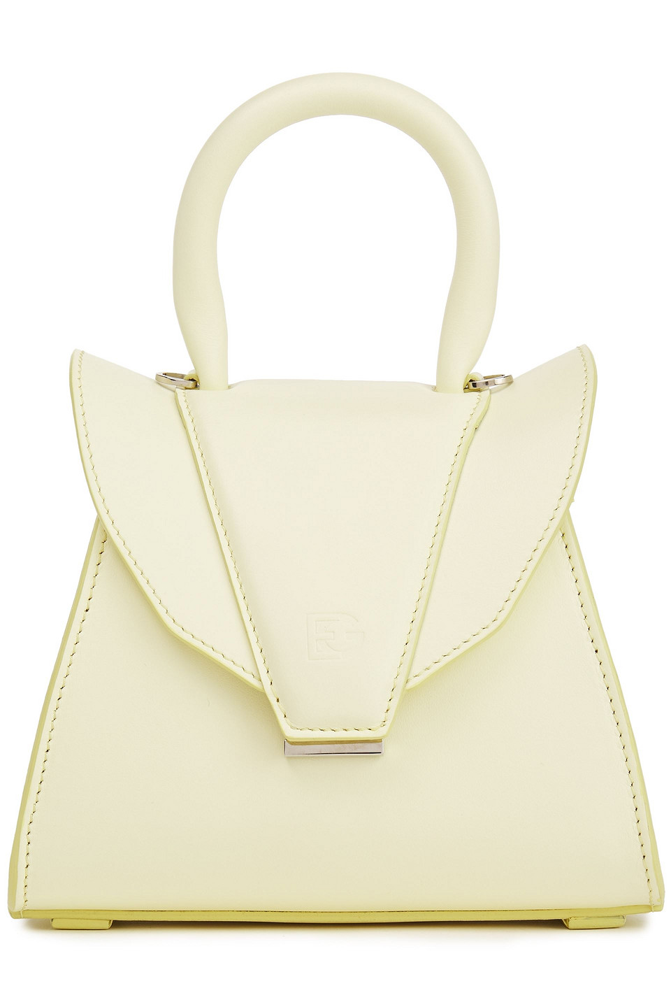 Elena Ghisellini Woman Leather Tote Pastel Yellow Size --