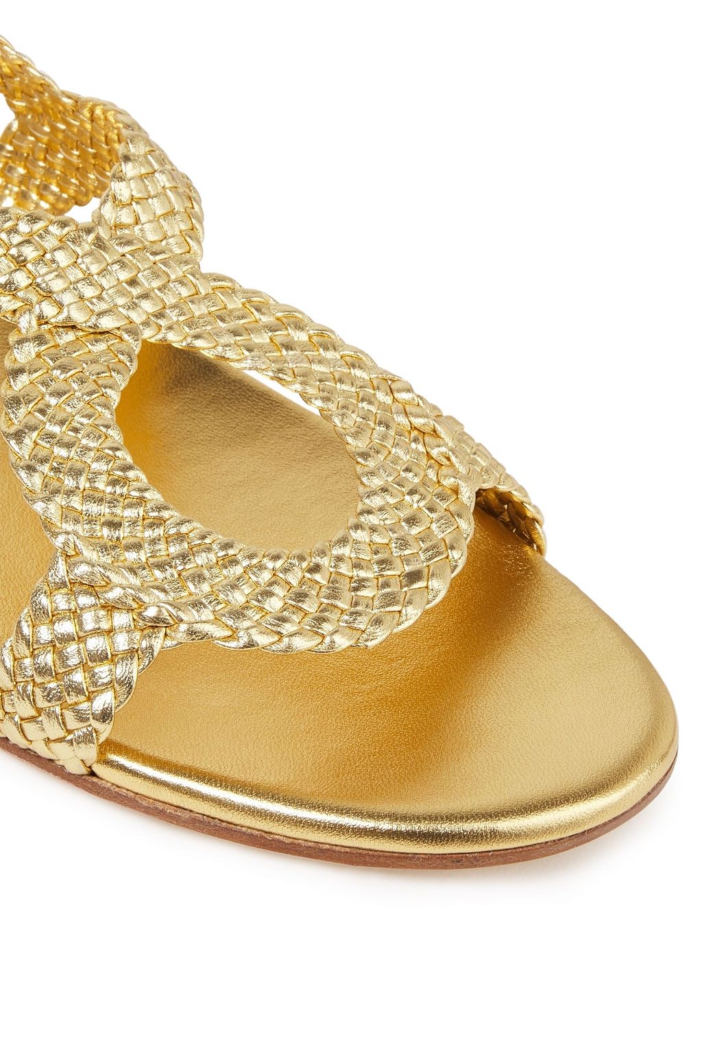 STUART WEITZMAN Teodora braided metallic leather sandals