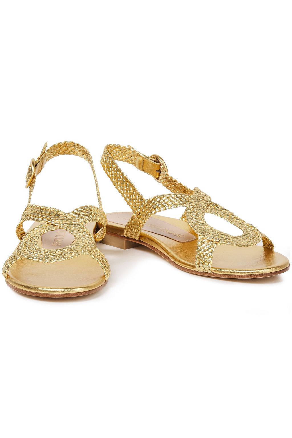 STUART WEITZMAN Teodora braided metallic leather sandals