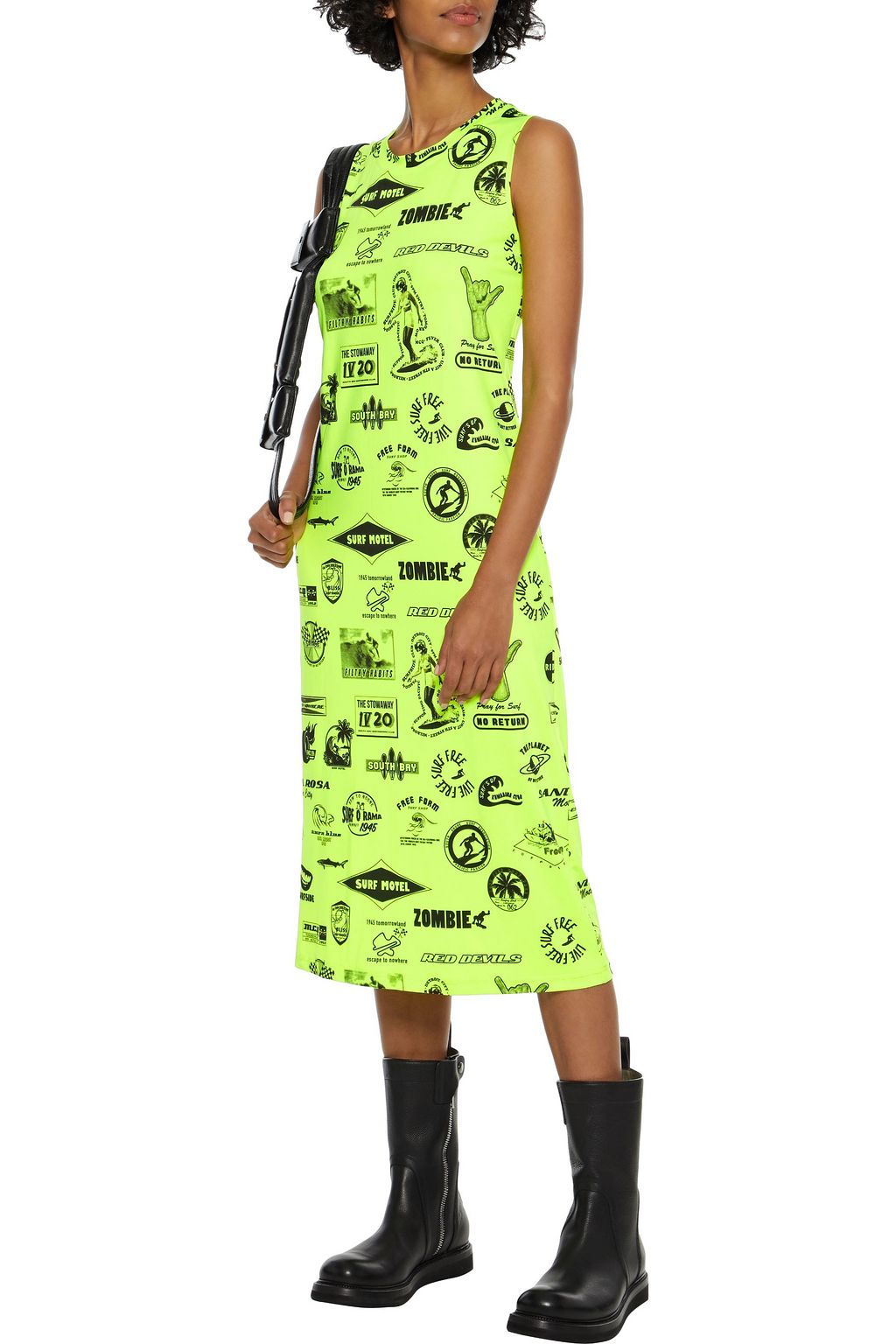 MCQ ALEXANDER MCQUEEN Neon printed stretch-jersey midi dress
