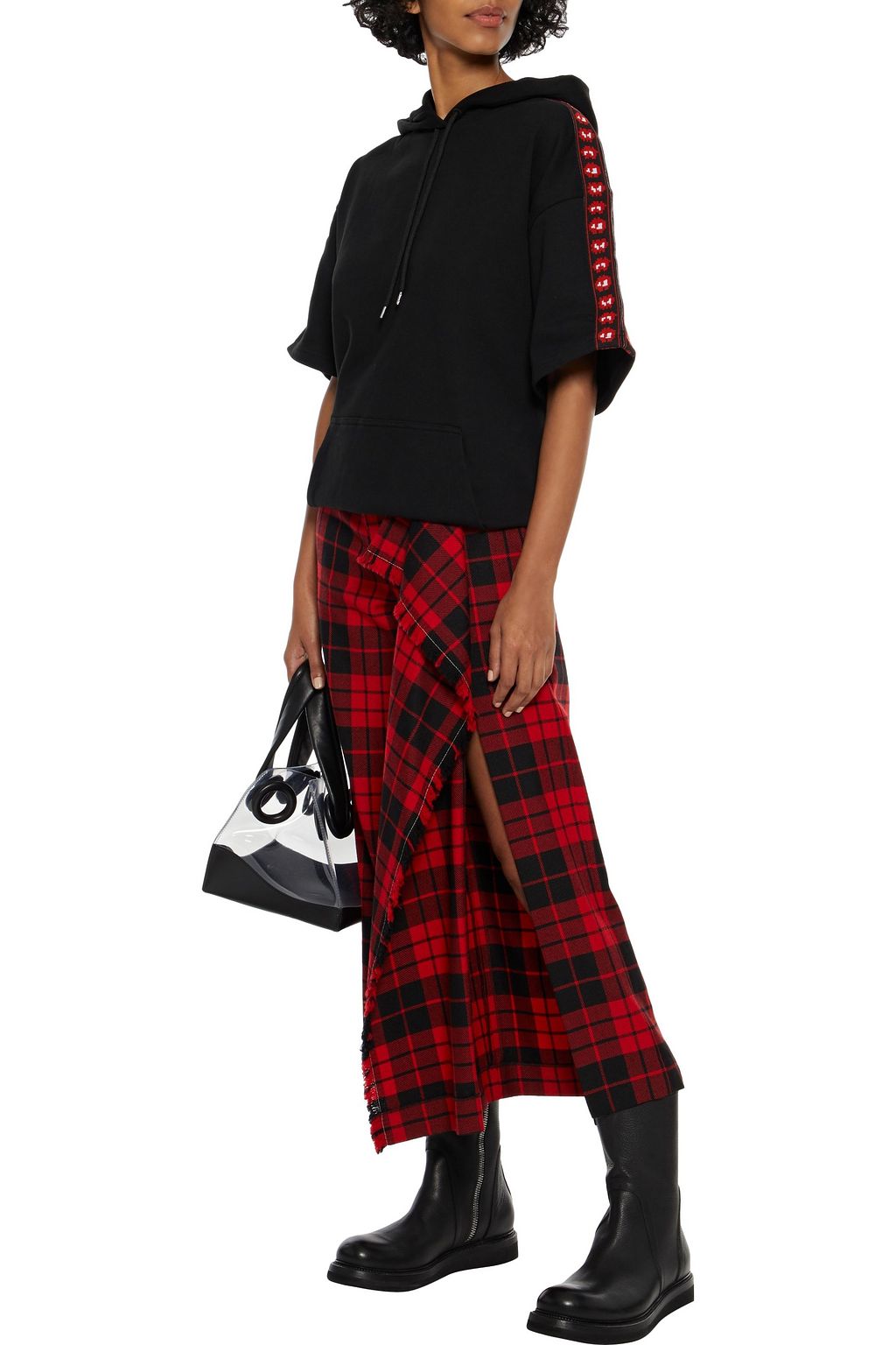 MCQ ALEXANDER MCQUEEN Jacquard-trimmed French cotton-terry hoodie