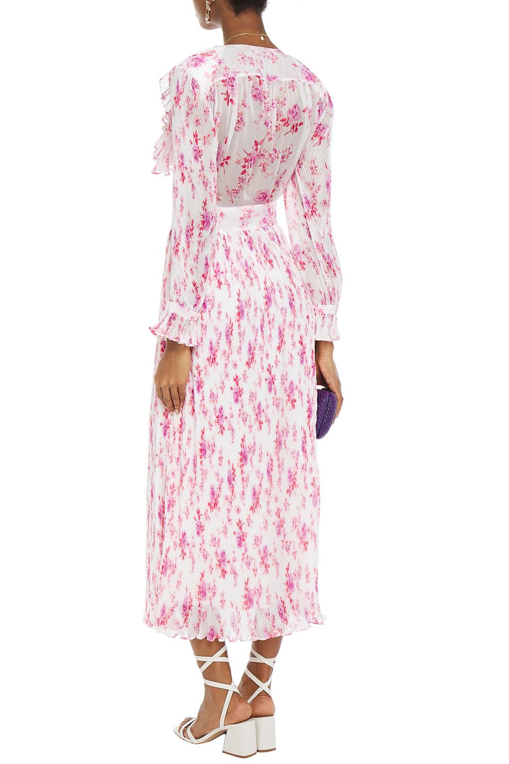 PHILOSOPHY DI LORENZO SERAFINI Ruffled floral-print plissé-chiffon maxi dress