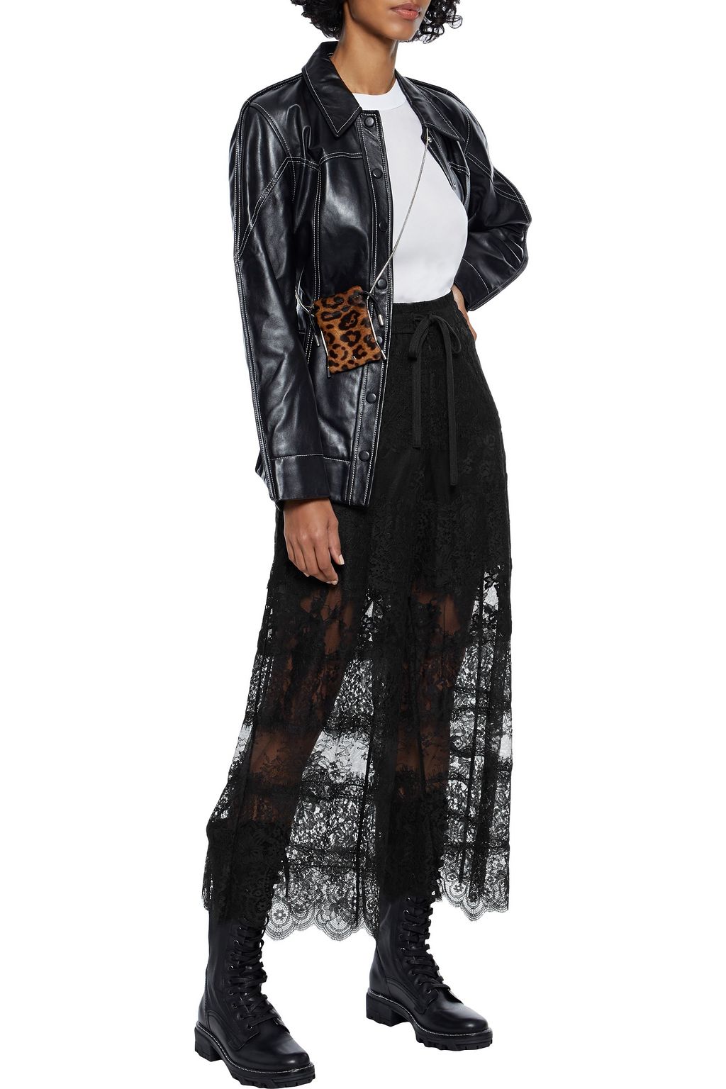 MCQ ALEXANDER MCQUEEN Cropped paneled lace wide-leg pants
