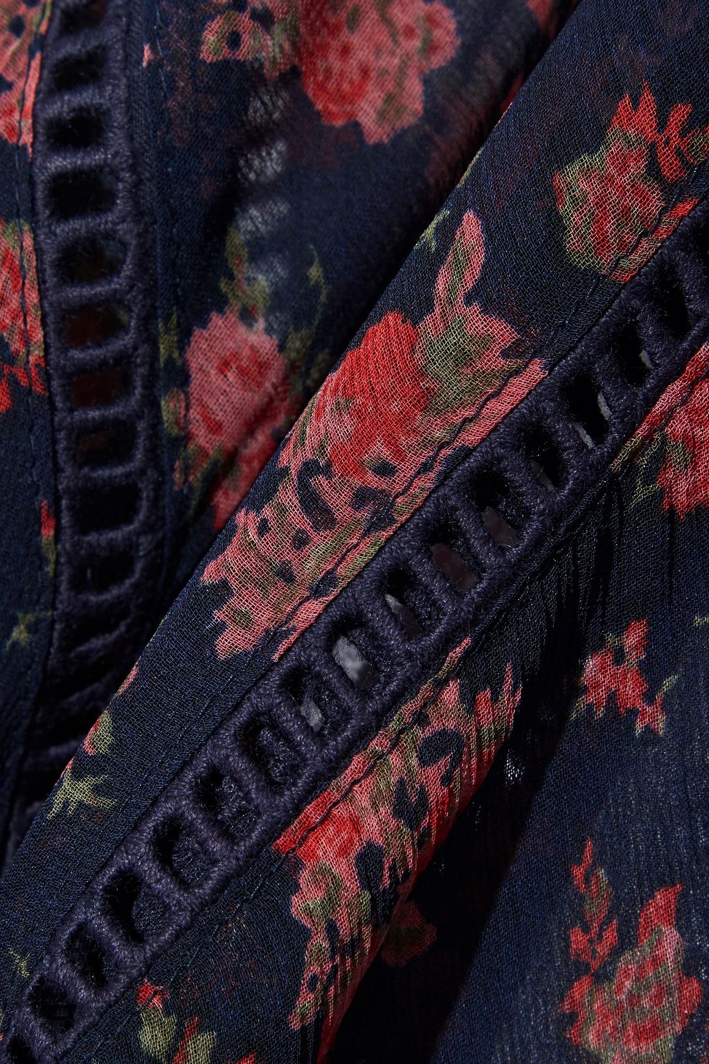 WALTER BAKER Meg Midikleid aus Georgette mit floralem Print und Häkelbesatz