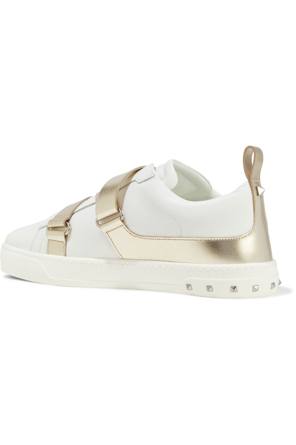 VALENTINO GARAVANI Rockstud Spike metallic-trimmed leather sneakers