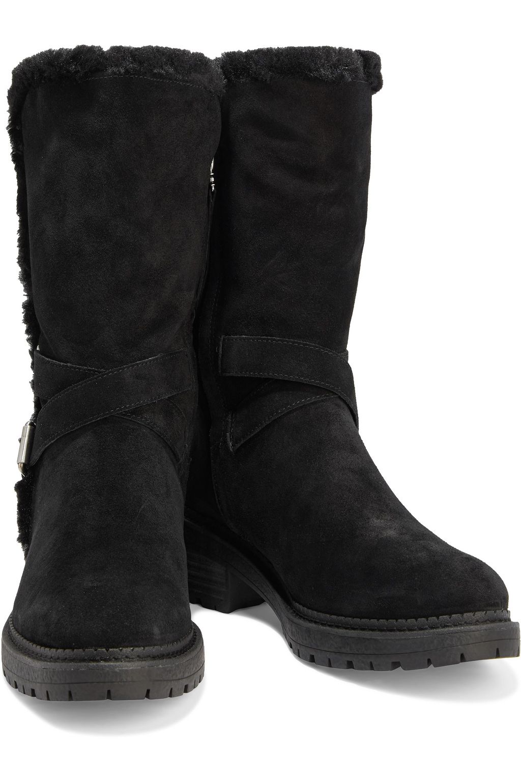 SAM EDELMAN Jailyn faux fur-trimmed suede boots