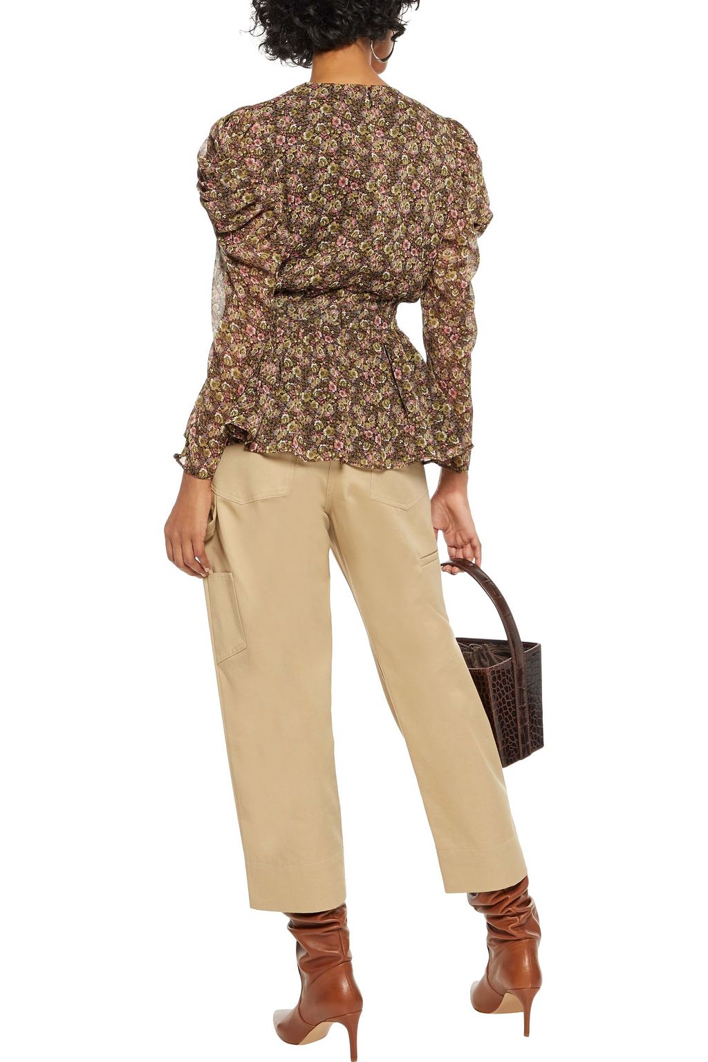 WALTER BAKER Rita wrap-effect floral-print georgette peplum top
