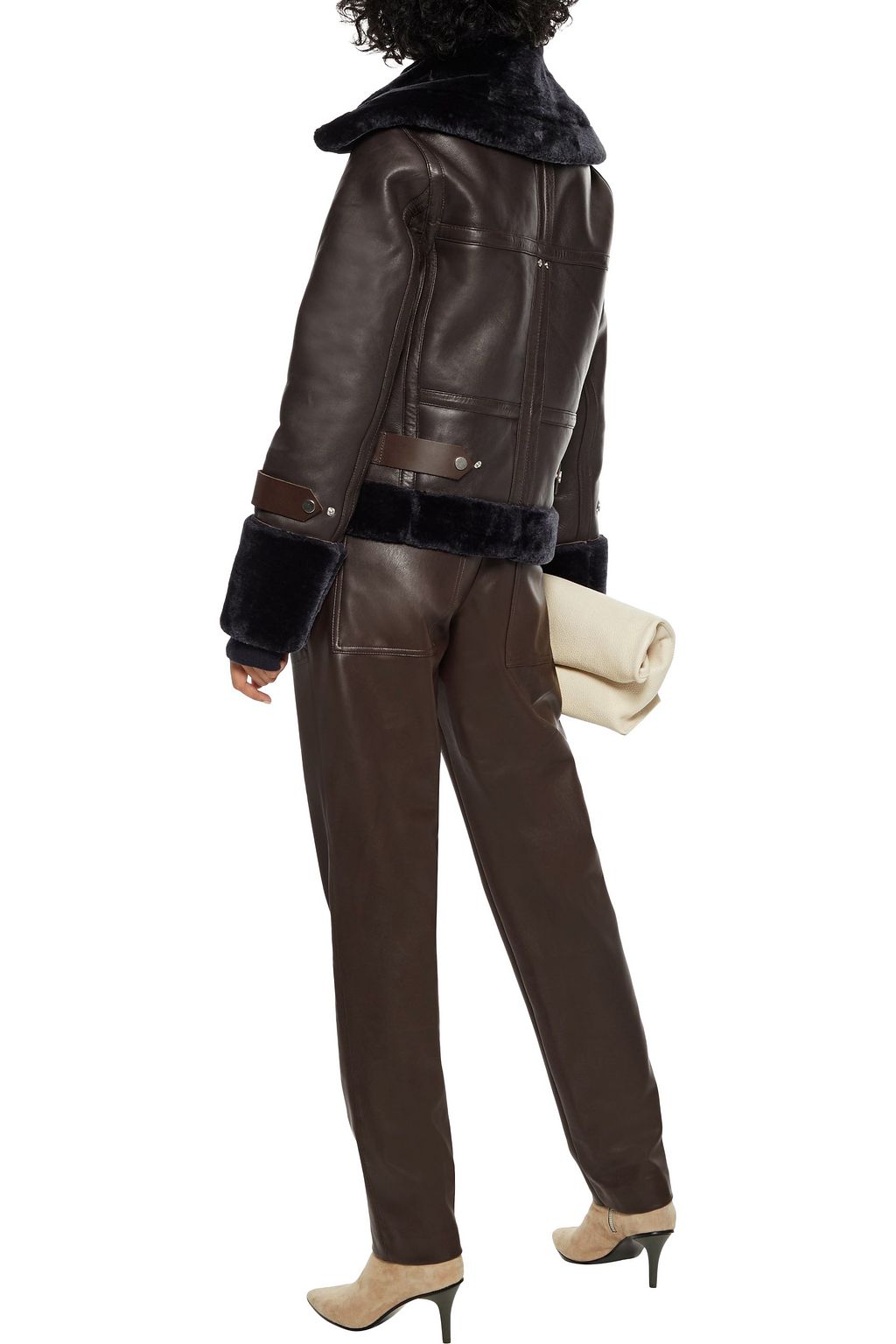 WALTER BAKER Lianna faux fur-trimmed leather jacket