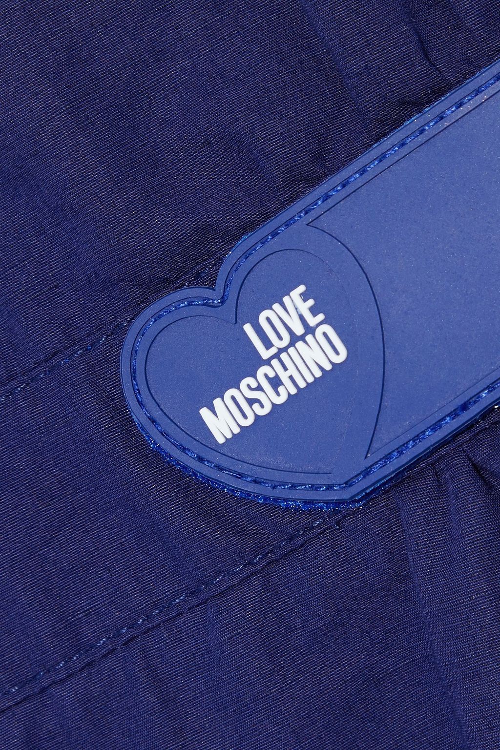 LOVE MOSCHINO Gathered slub cotton and linen-blend mini dress