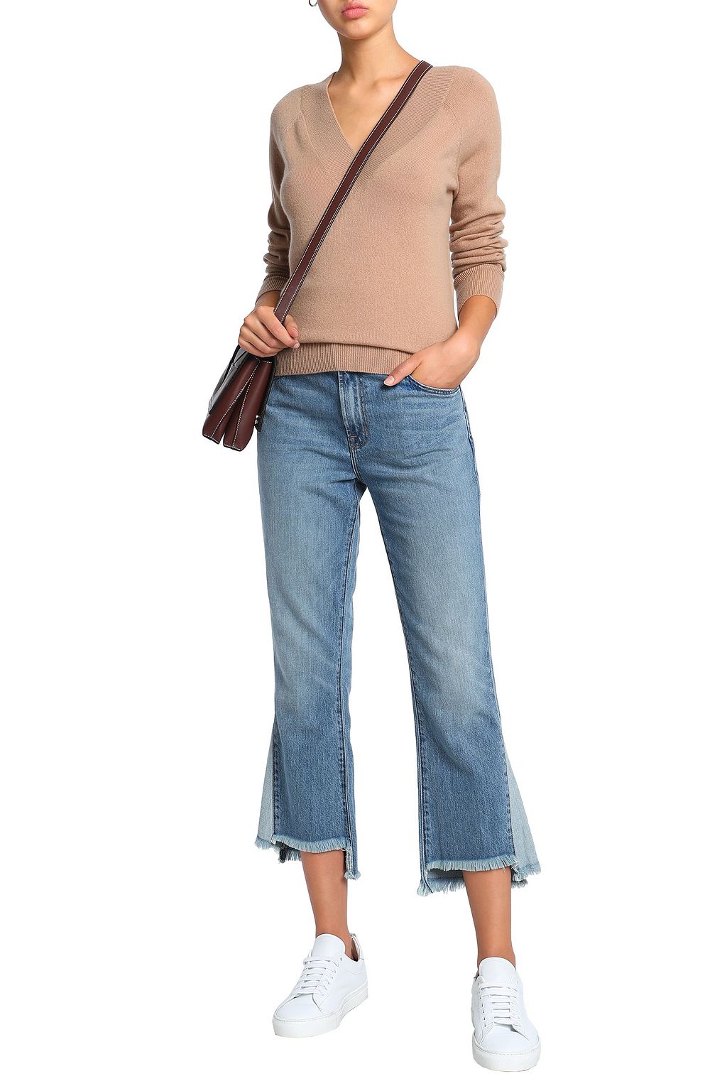 J BRAND Frayed high-rise straight-leg jeans