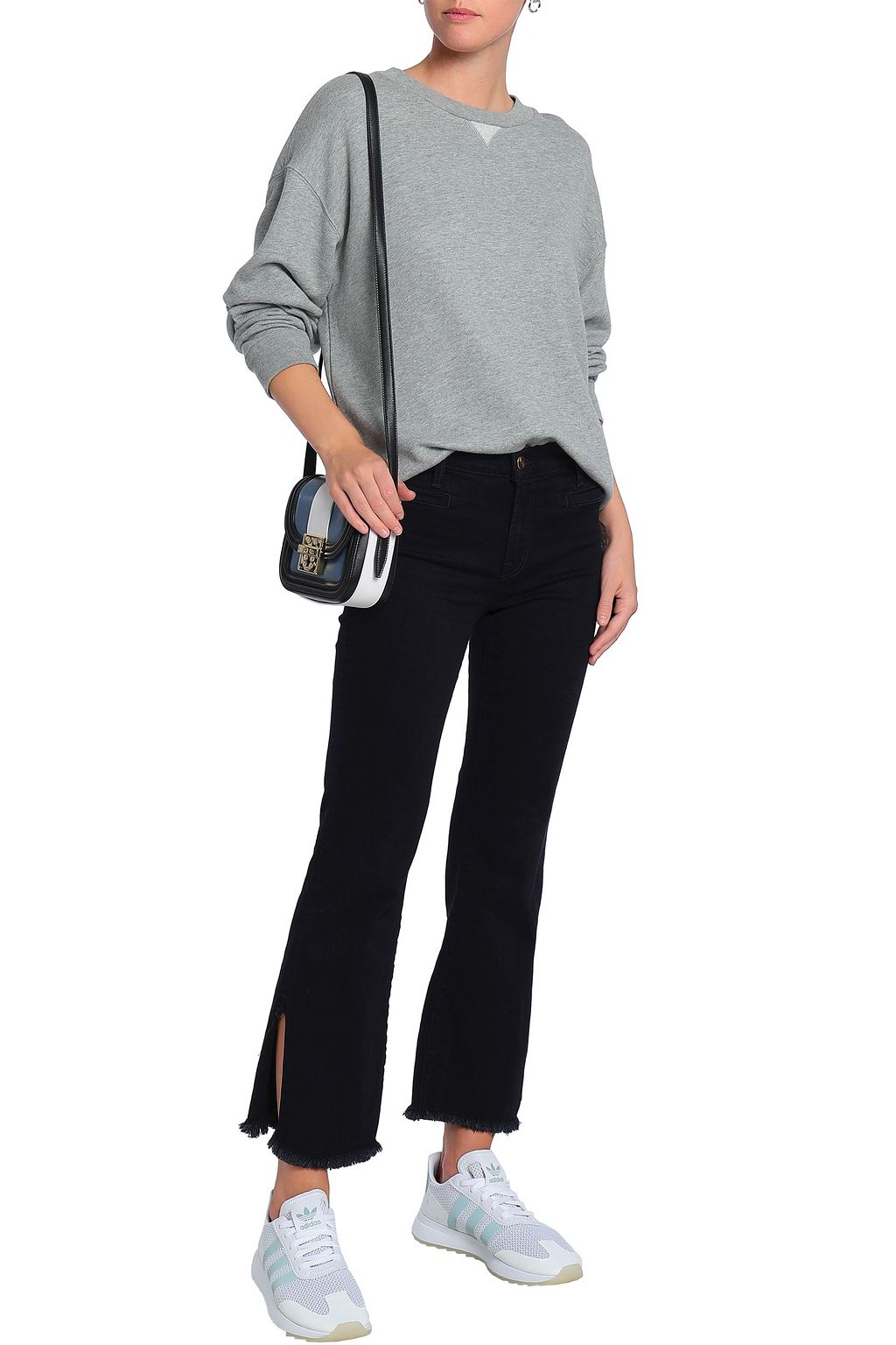 J BRAND Frayed high-rise bootcut jeans