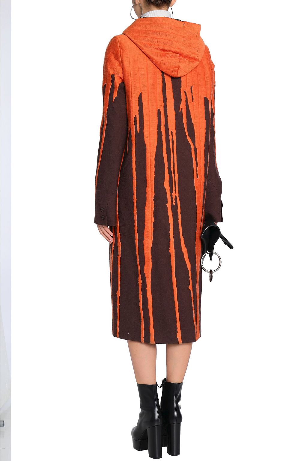 RICK OWENS Embroidered wool hooded coat