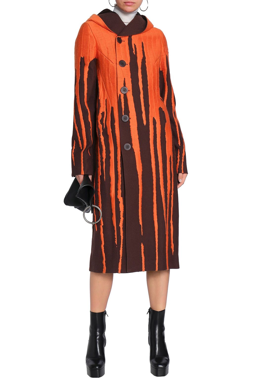 RICK OWENS Embroidered wool hooded coat
