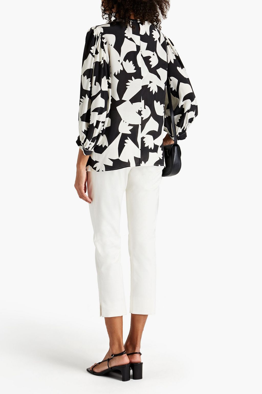 JOIE Printed washed silk crepe de chine top