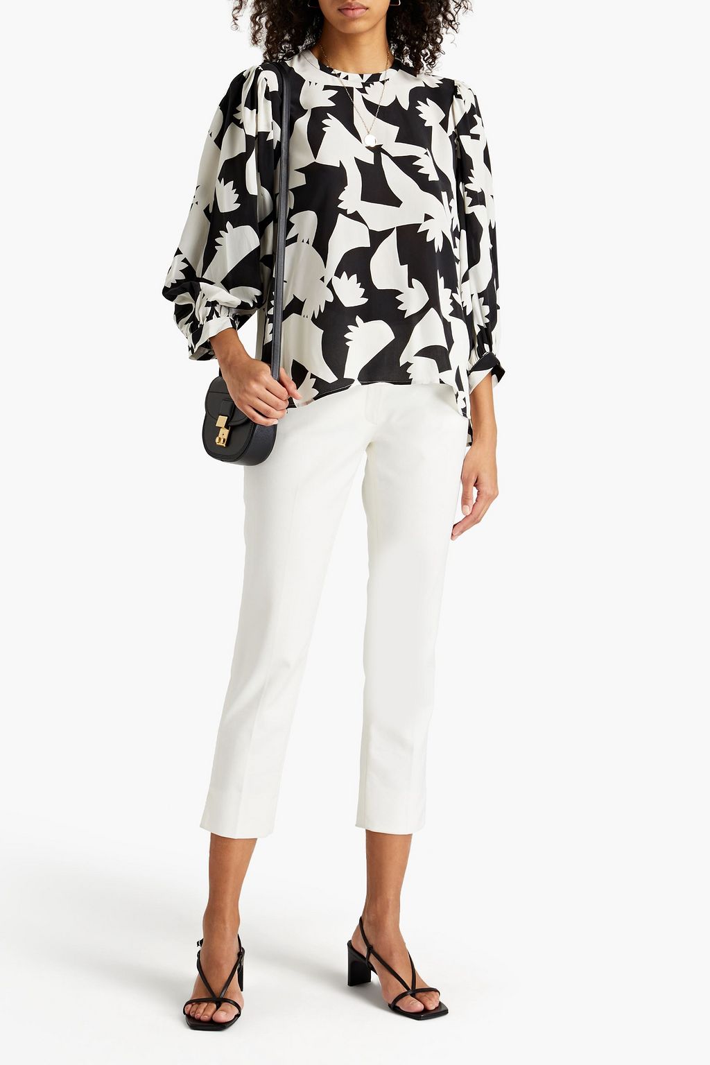 JOIE Printed washed silk crepe de chine top