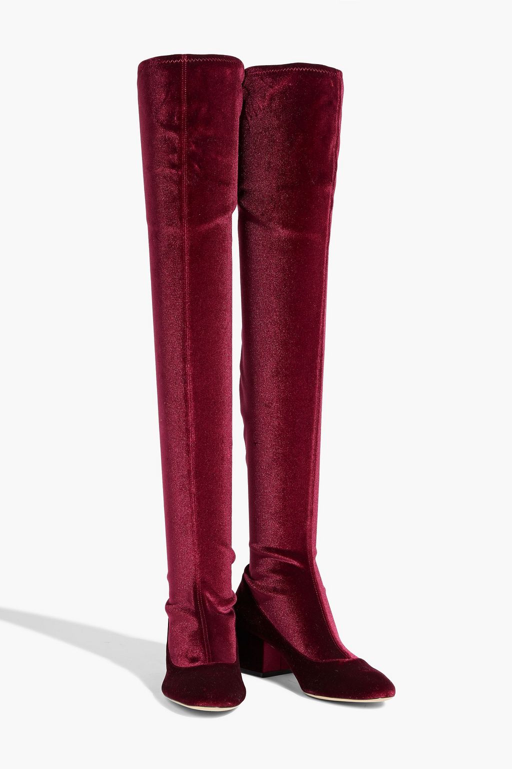 SERGIO ROSSI Stretch-velvet over-the-knee boots