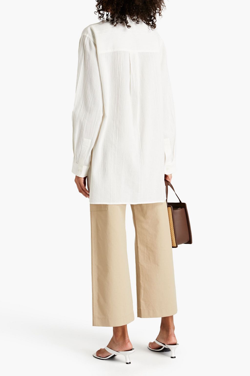 JOIE Crinkled-cotton top