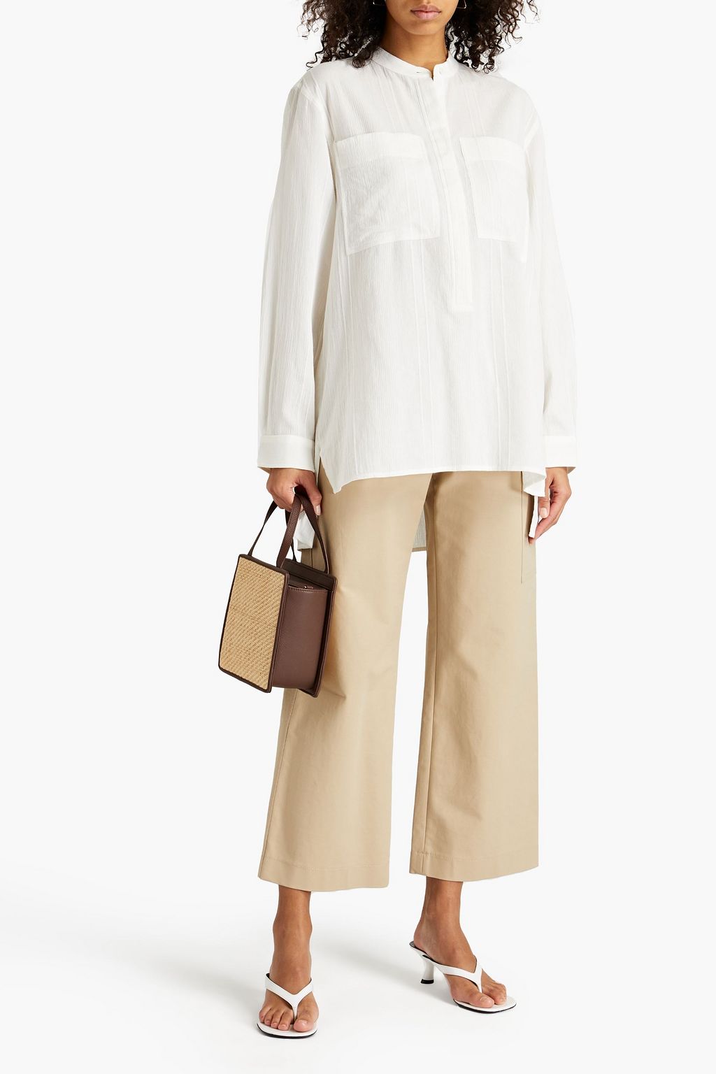 JOIE Crinkled-cotton top