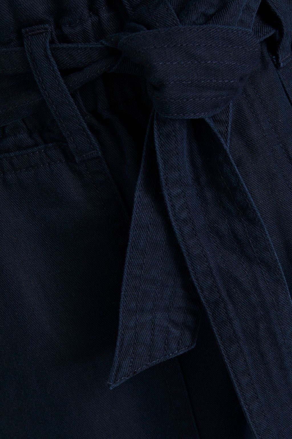 JOIE Cropped belted cotton and linen-blend twill tapered pants