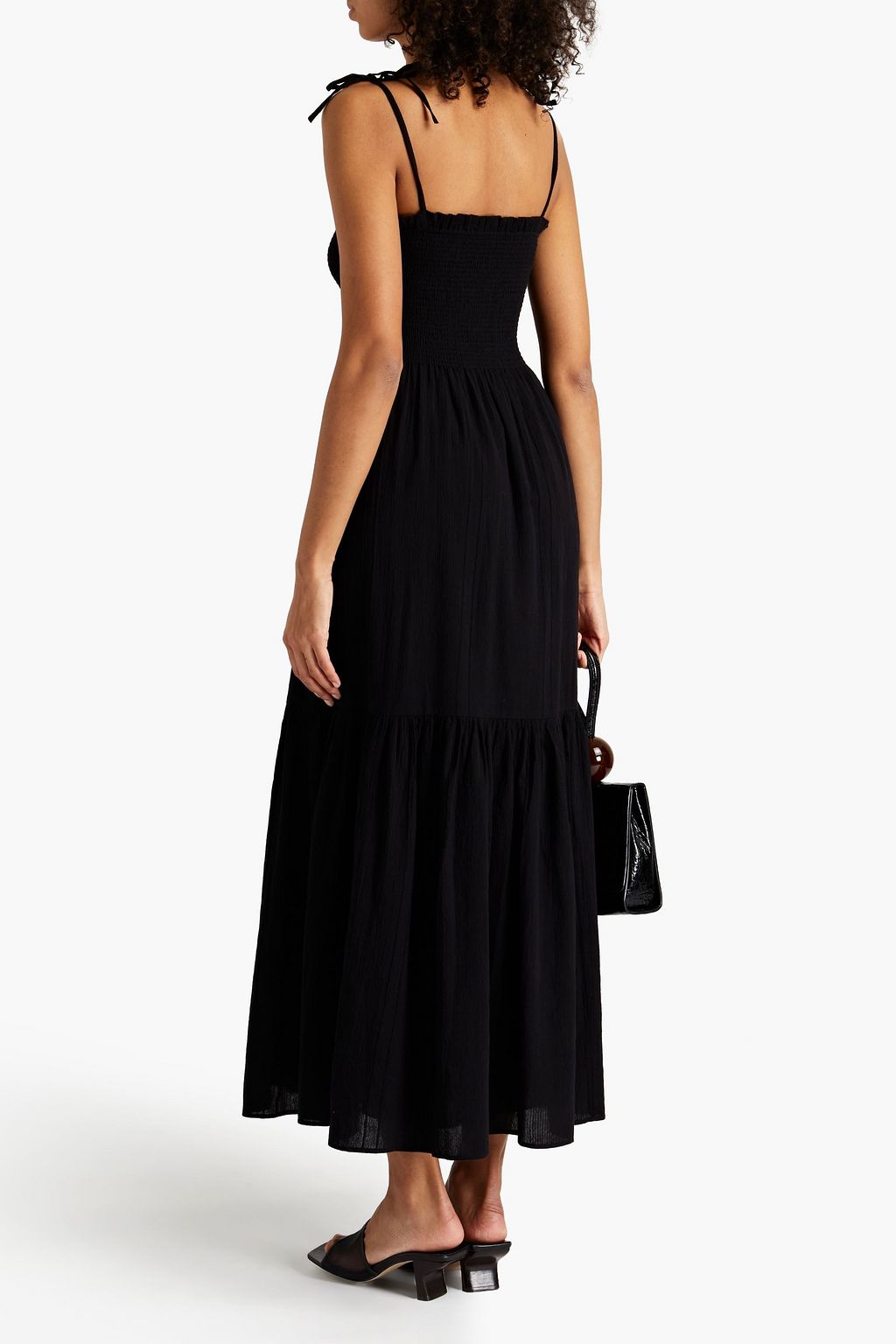 JOIE Shirred gathered cotton maxi dress
