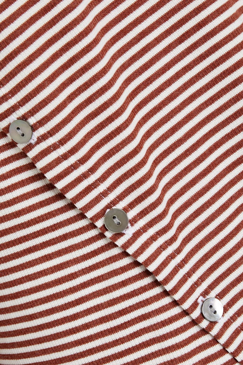 THEORY Button-embellished striped ribbed jersey top