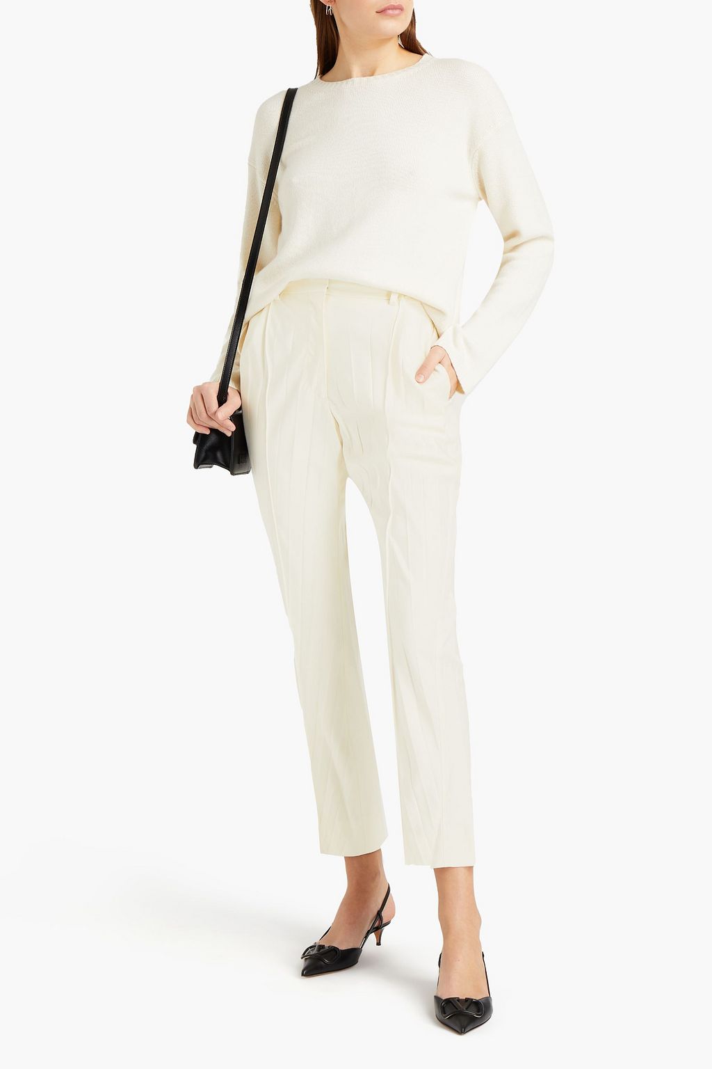 VALENTINO GARAVANI Pleated silk-twill straight-leg pants