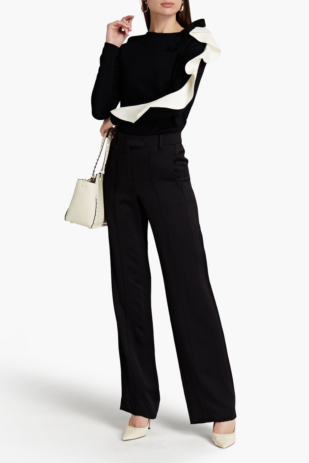 VALENTINO GARAVANI Hammered-satin straight-leg pants