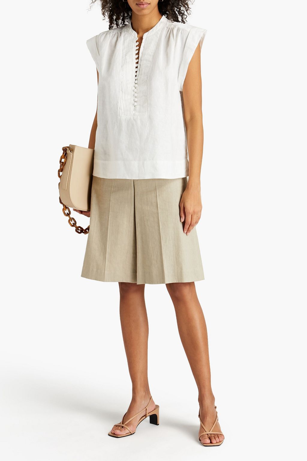 JOIE Pintucked linen top