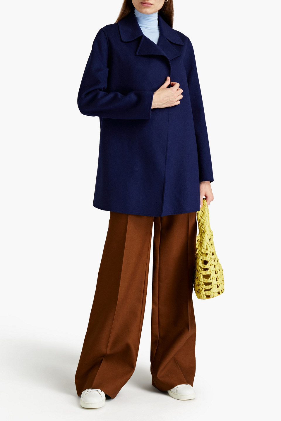 Theory Brushed Wool And Cashmere-blend Felt Coat In Blue