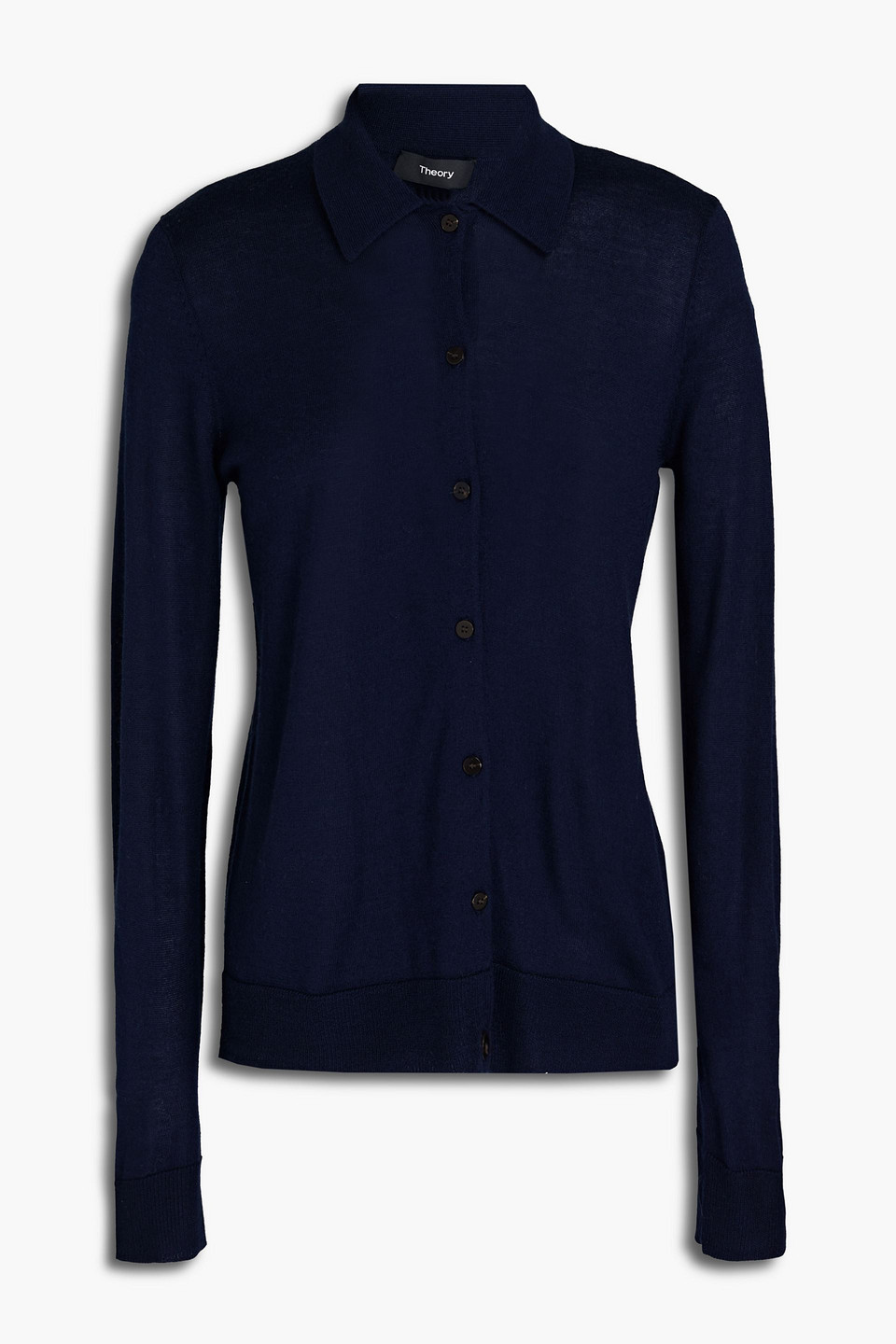 Theory Silk-blend Cardigan In Blue
