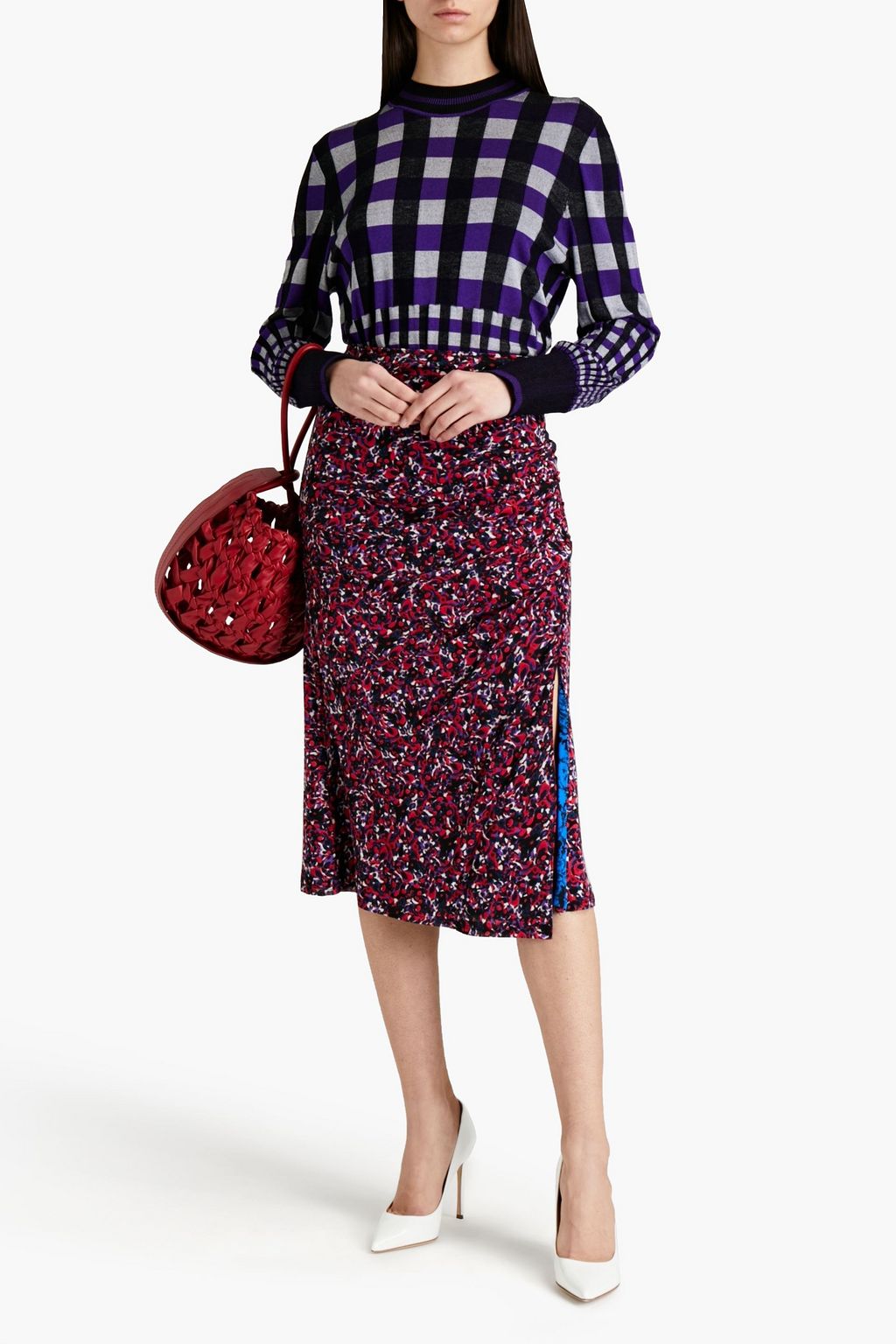 DIANE VON FURSTENBERG Roxanne checked knitted sweater