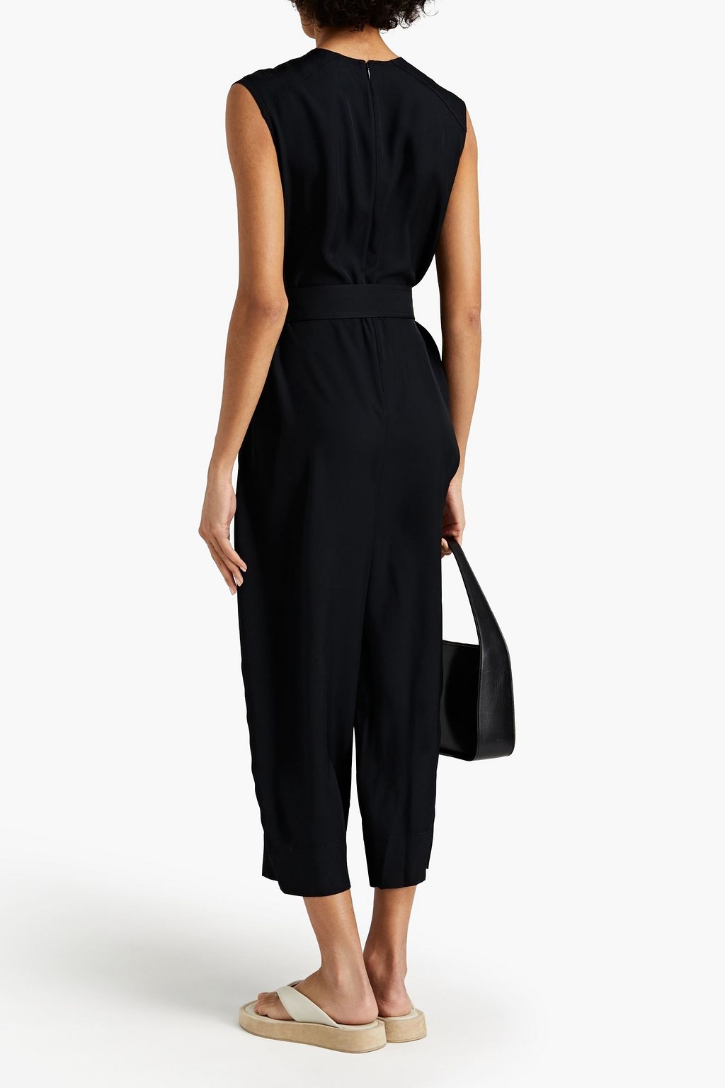 THEORY Cropped belted twill jumpsuit