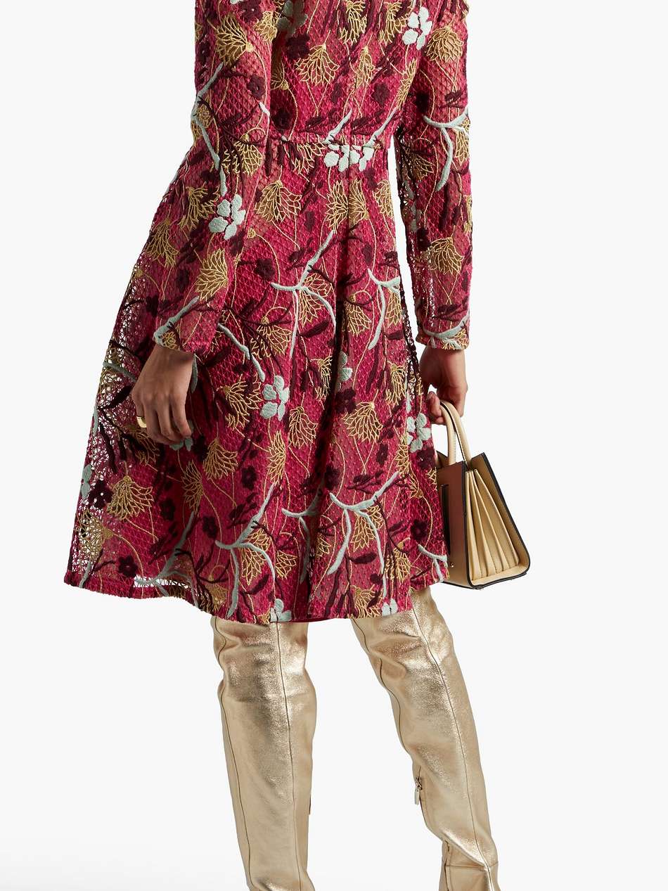 embroidered cotton-blend guipure lace dress